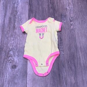 Carters Grandma Magnet Yellow and Pink Baby Onesie